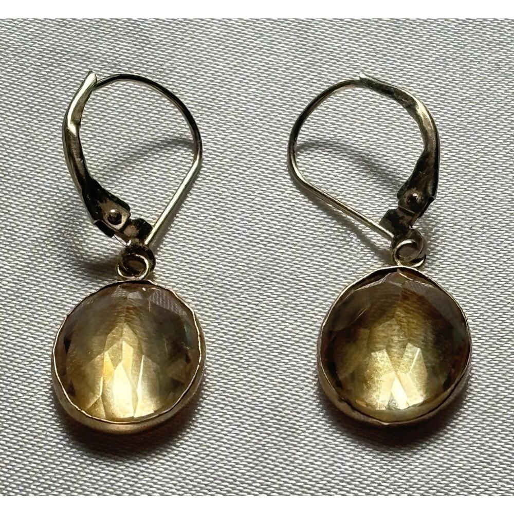 Zimmer Brothers (ZB) 14k Yellow Gold Oval Citrine Earrings Leverback Authentic